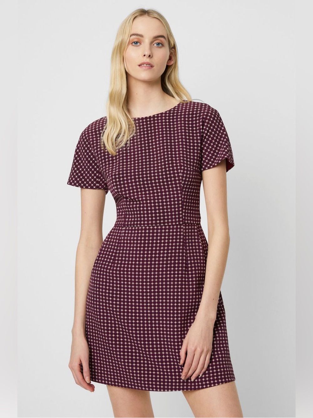 NWT French Connection Burgundy Berry Bettina Stretch Short Sleeve Mini Dress 4